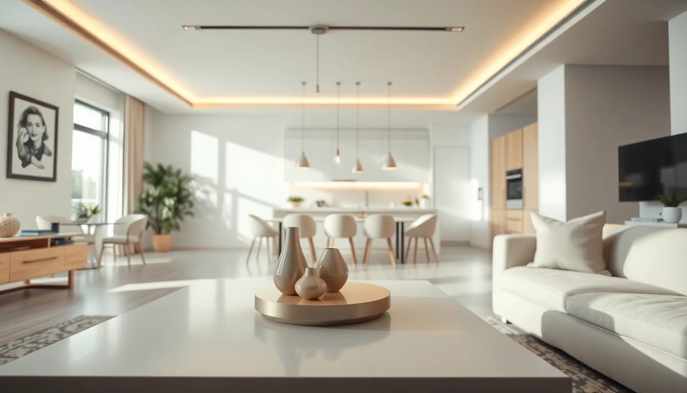 Sleek illumination illuminating a modern interior design with elegant lighting features.