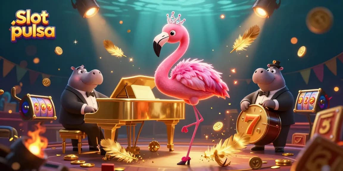 Experience the thrill of slot pulsa with vibrant characters and dynamic casino elements in this enchanting scene.