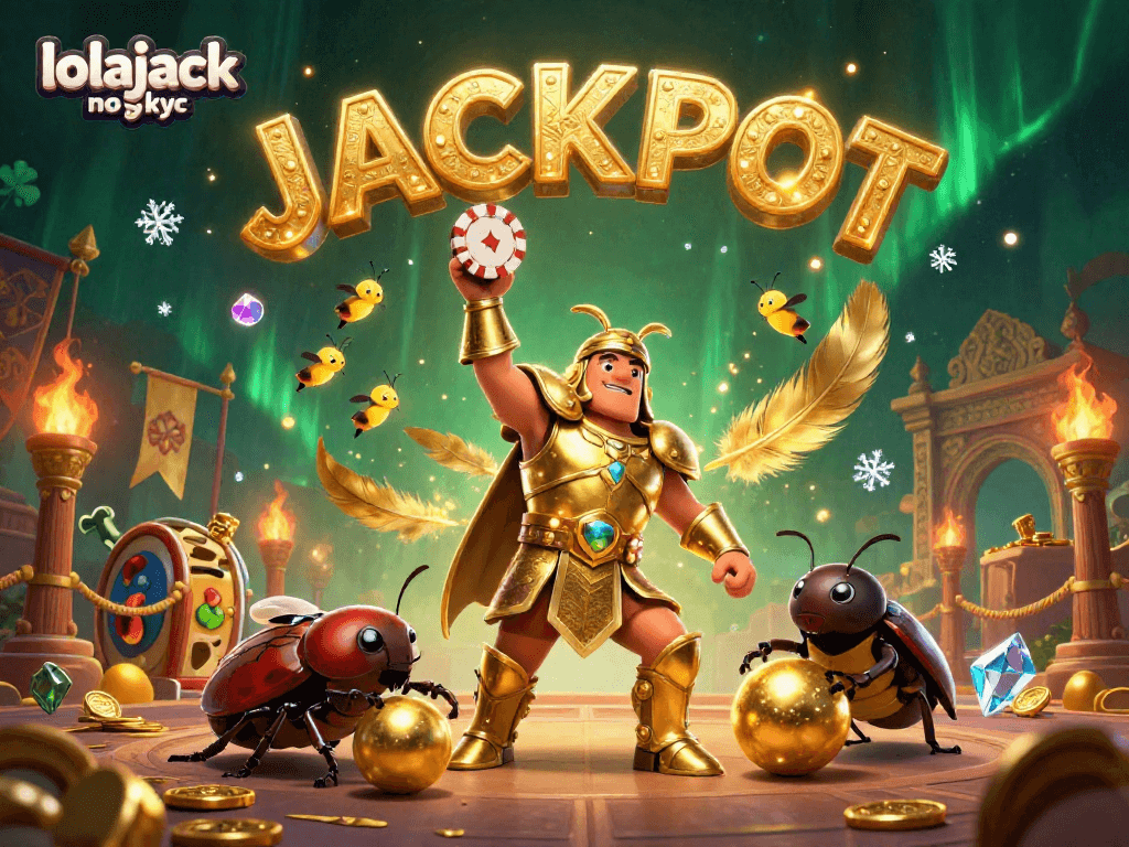 Experience the thrill of lolajack no kyc as the hercules beetle wins a poker chip jackpot!