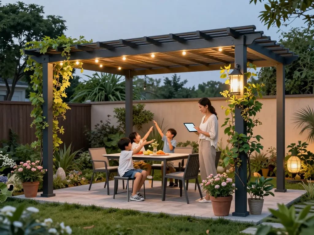 Le configurateur pergola en ligne permet aux familles de personnaliser leur espace extérieur avec une pergola moderne, améliorant ainsi le plaisir du jardin.