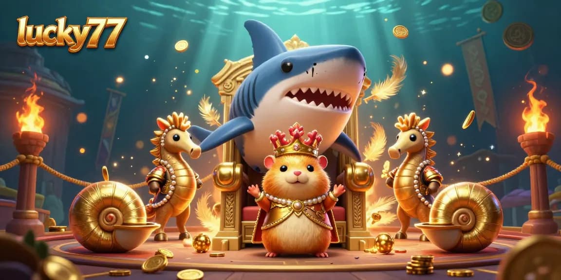 Join the exciting realm of lucky77 with vibrant casino gameplay featuring a golden hamster king and dynamic game elements.