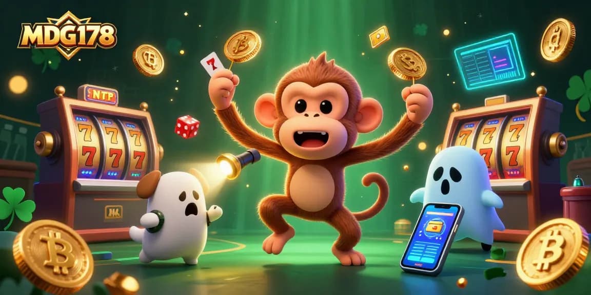 MDG178 bermain slot dengan koin emas melayang dan suasana kasino yang menakutkan.