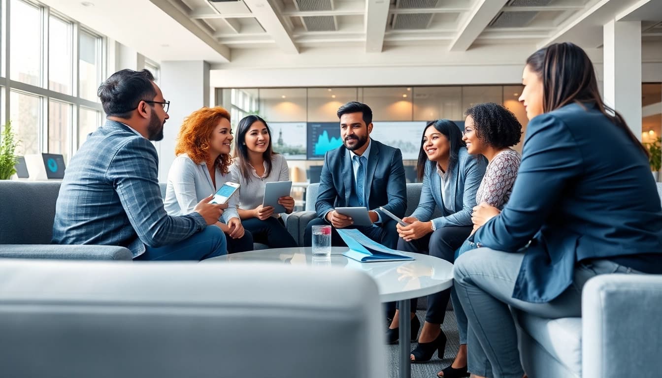 Marketingberatung im modernen Büro mit Teamberatung und digitalen Analysetools.
