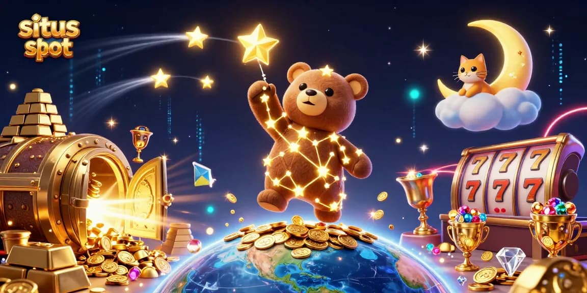 Engage with the vibrant atmosphere of situs slot, featuring golden treasures and captivating game elements.