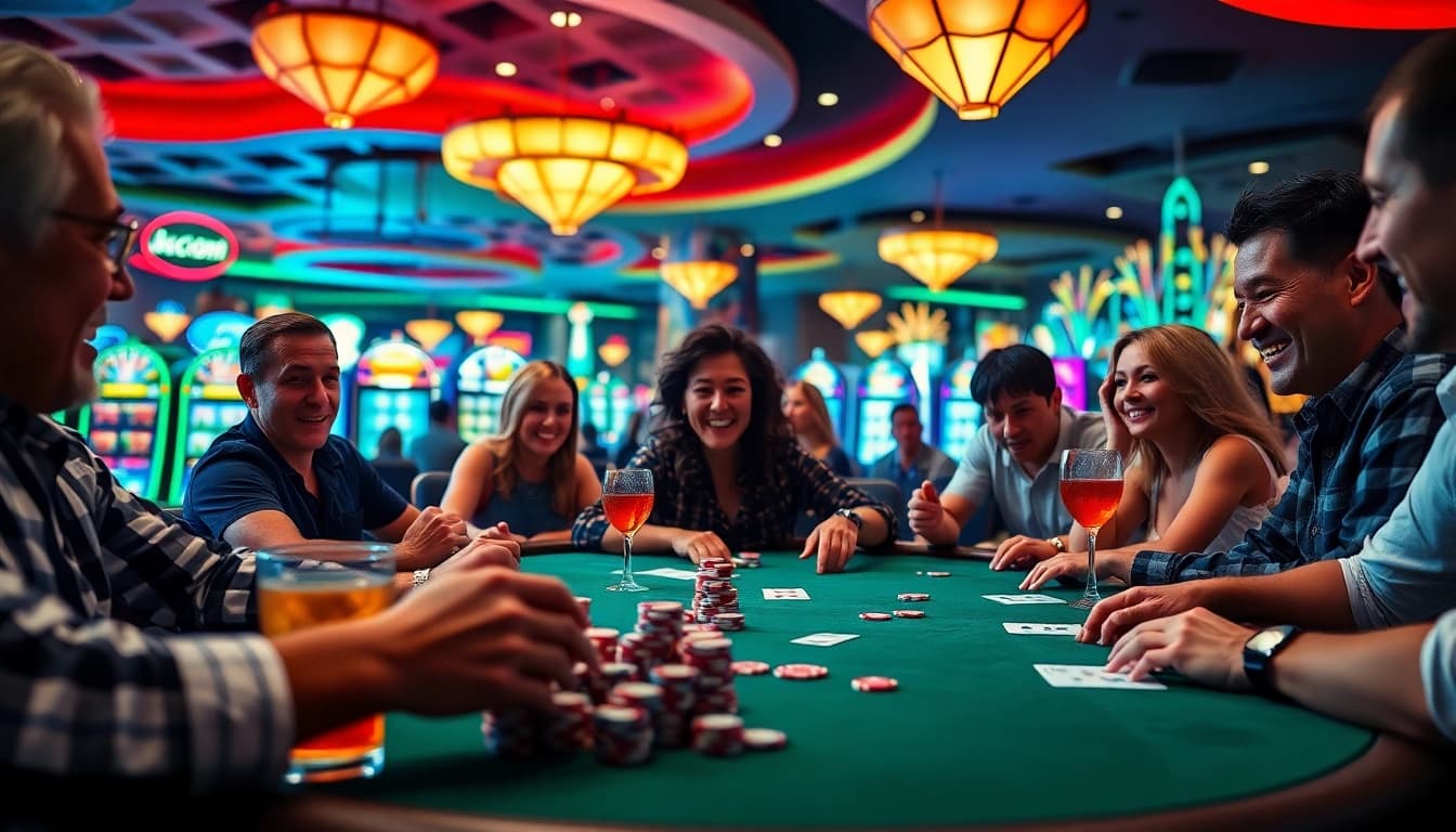 Tangkap momen seru di situs gacor saat pemain terlibat dalam permainan poker di kasino.