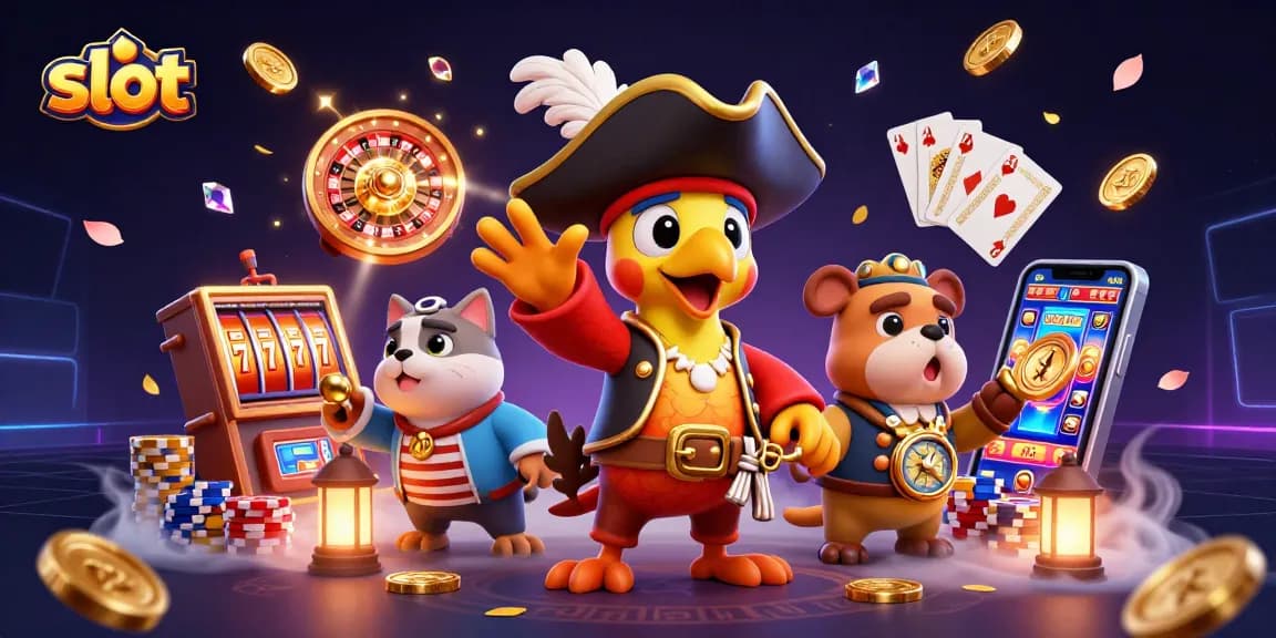 Spin and win with thrilling slot games surrounded by vibrant characters and dazzling casino elements.