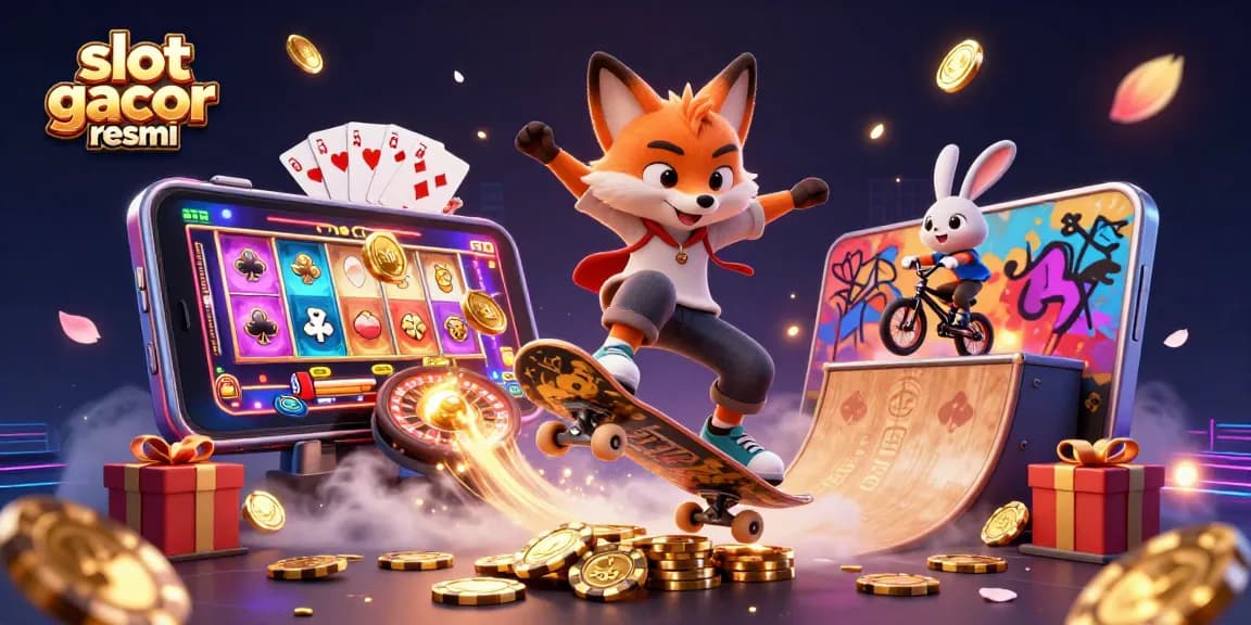 Experience high-energy gameplay on slot gacor resmi as a cartoon fox performs tricks alongside a BMX rabbit.