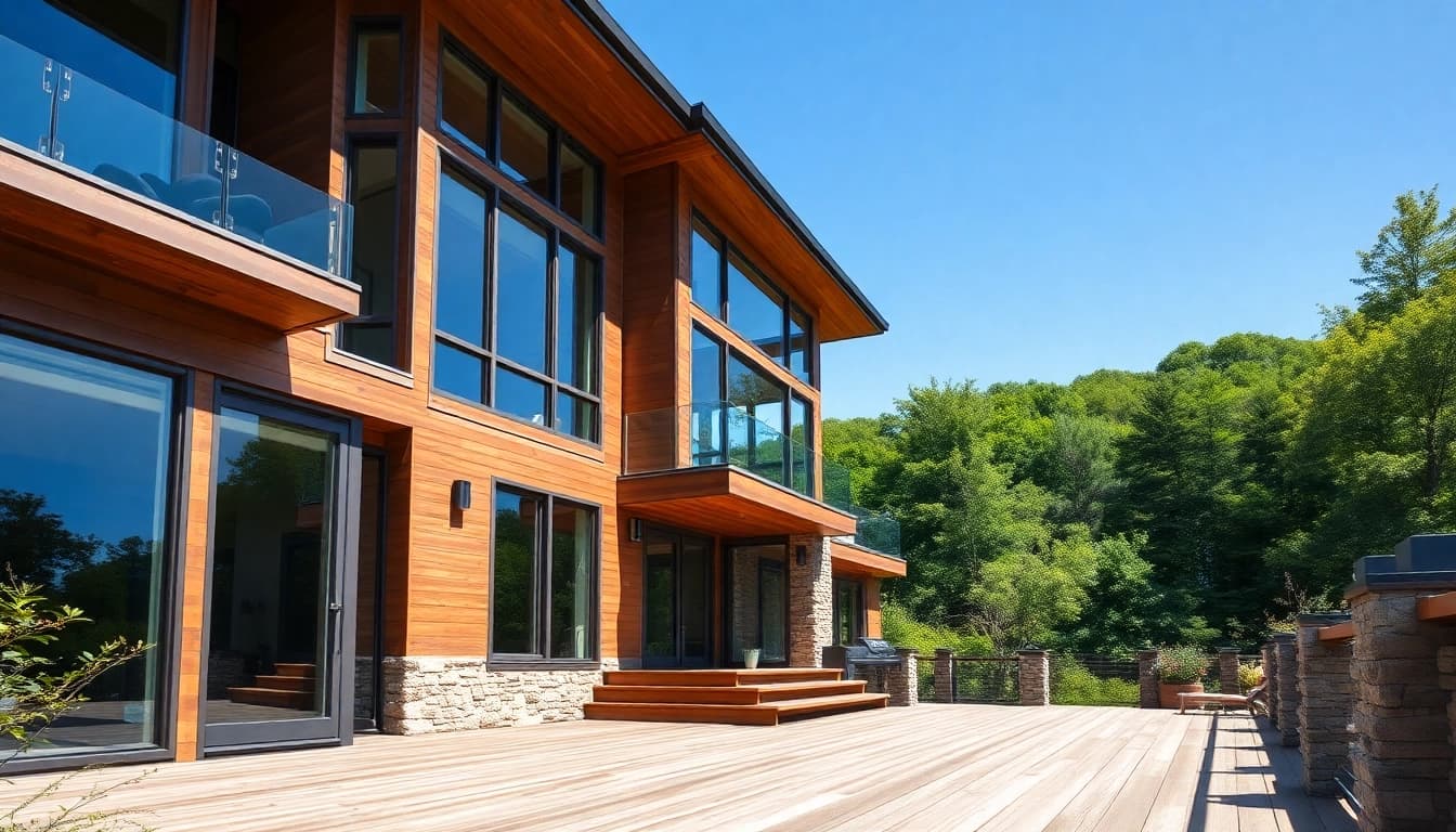 New England residential architect beautifully designs a modern home amidst lush landscapes.