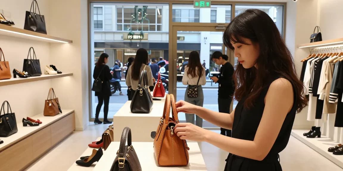 Browsing designer 레플리카 쇼핑몰 handbags in a trendy boutique.