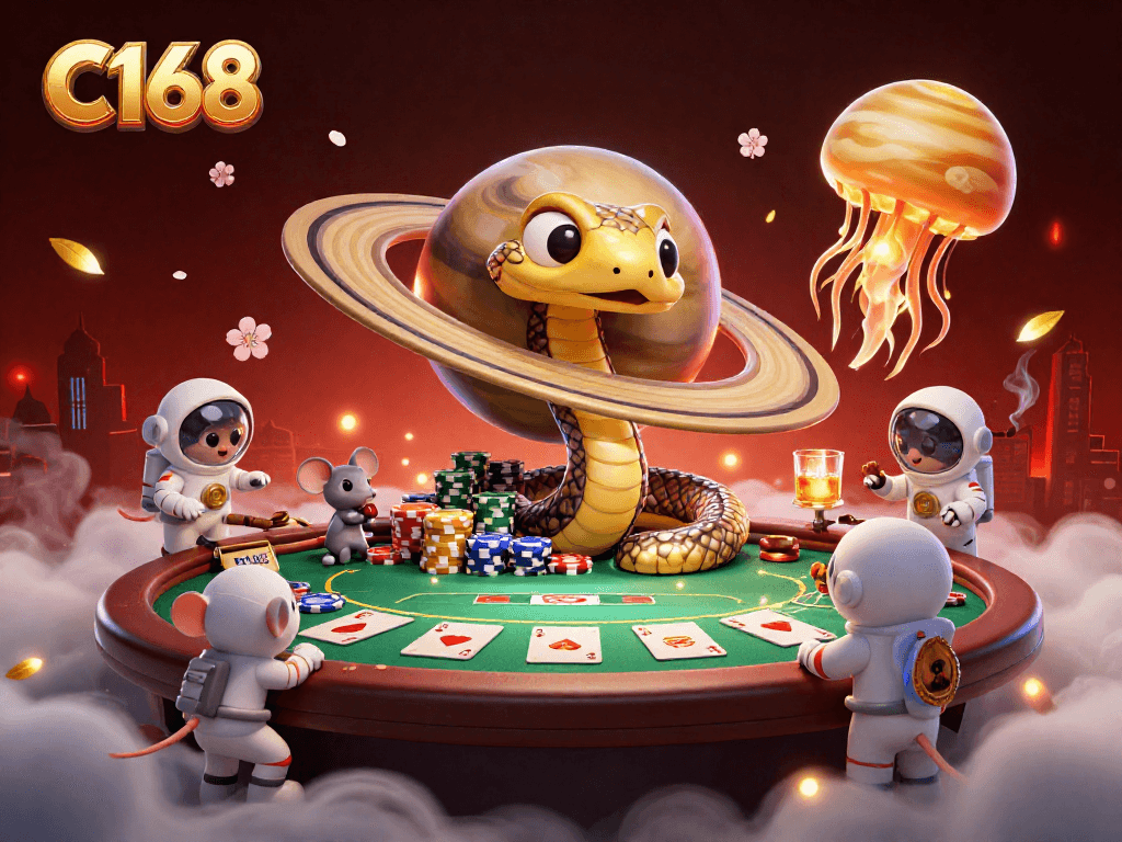 Play slots and table games at C168 while enjoying an immersive cosmic-themed gambling atmosphere.
