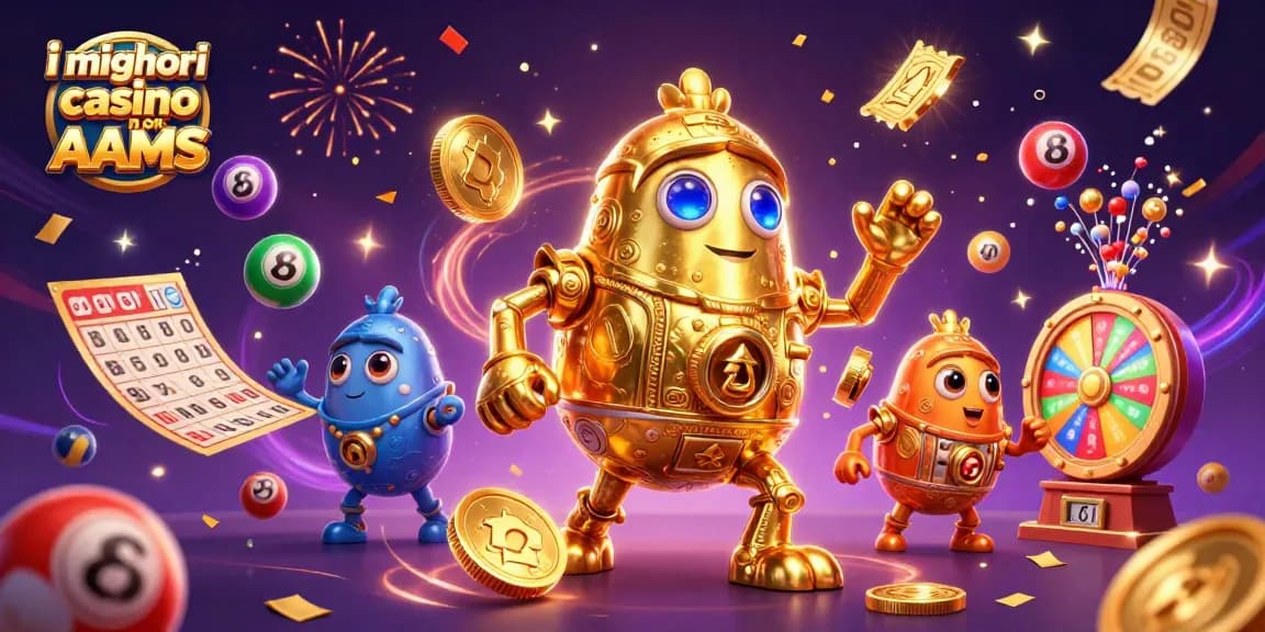 Giocando nei migliori casino non AAMS: un golem d'oro tra palle della lotteria e biglietti d'oro.