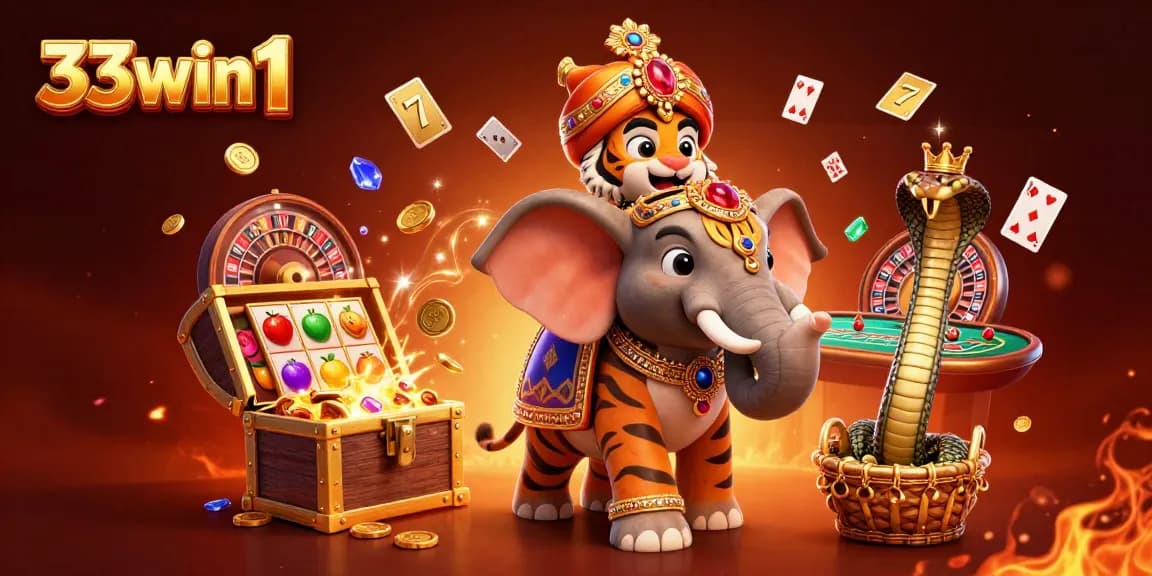 Experience ultimate winning action at 33win 1 with vibrant casino elements in a rich 3D illustration.