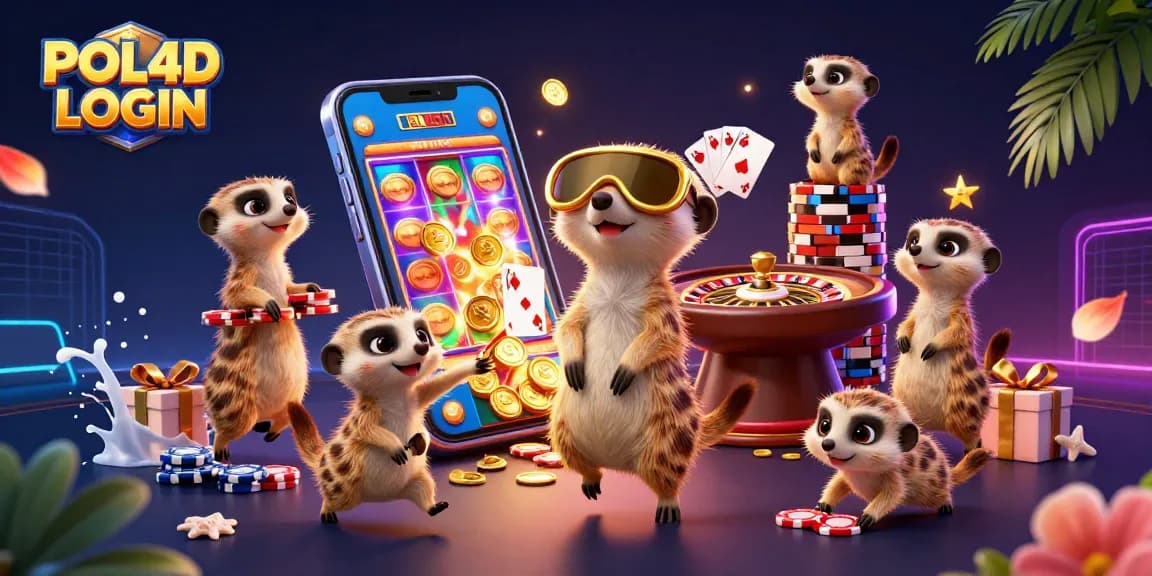 Permainan SLOT GACOR seru ini menampilkan POL4D LOGIN dengan karakter meerkat di kasino.