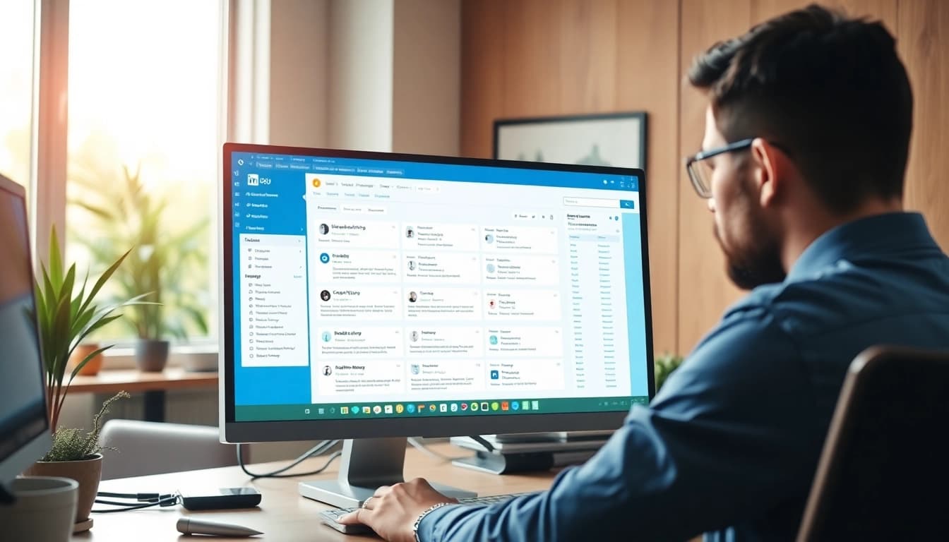Efficient workspace showing linkedin lead scraping software in action, designed for data analysis.