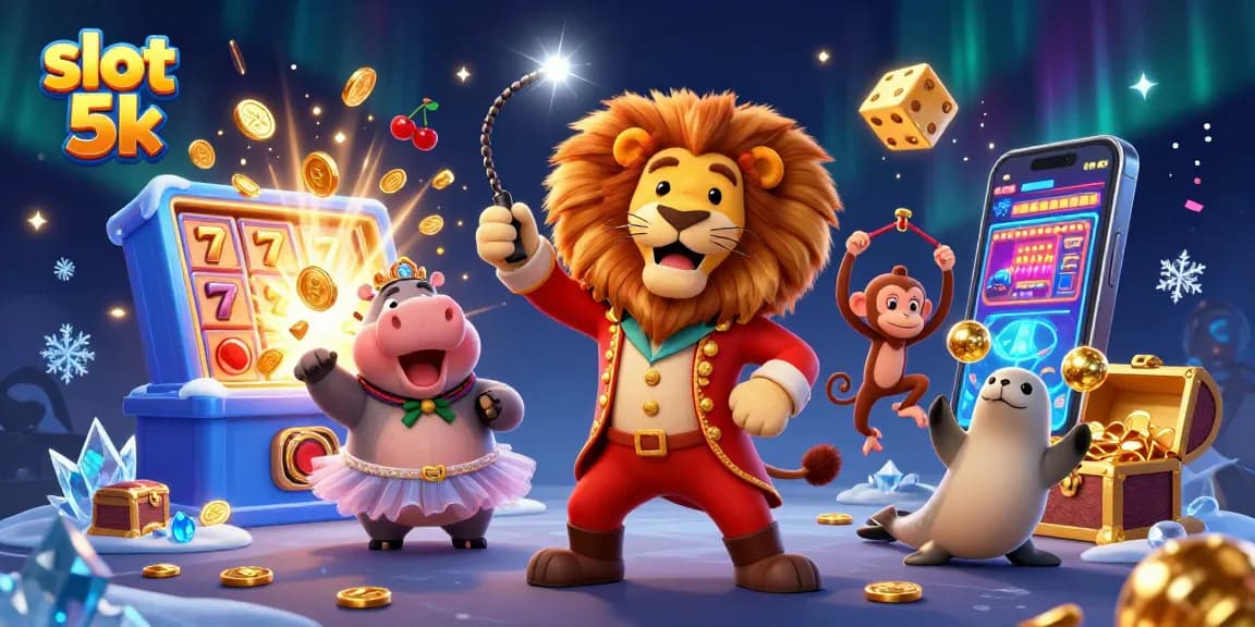Experience thrilling slot 5k action with vibrant characters and jackpot elements in this dynamic 3D illustration.