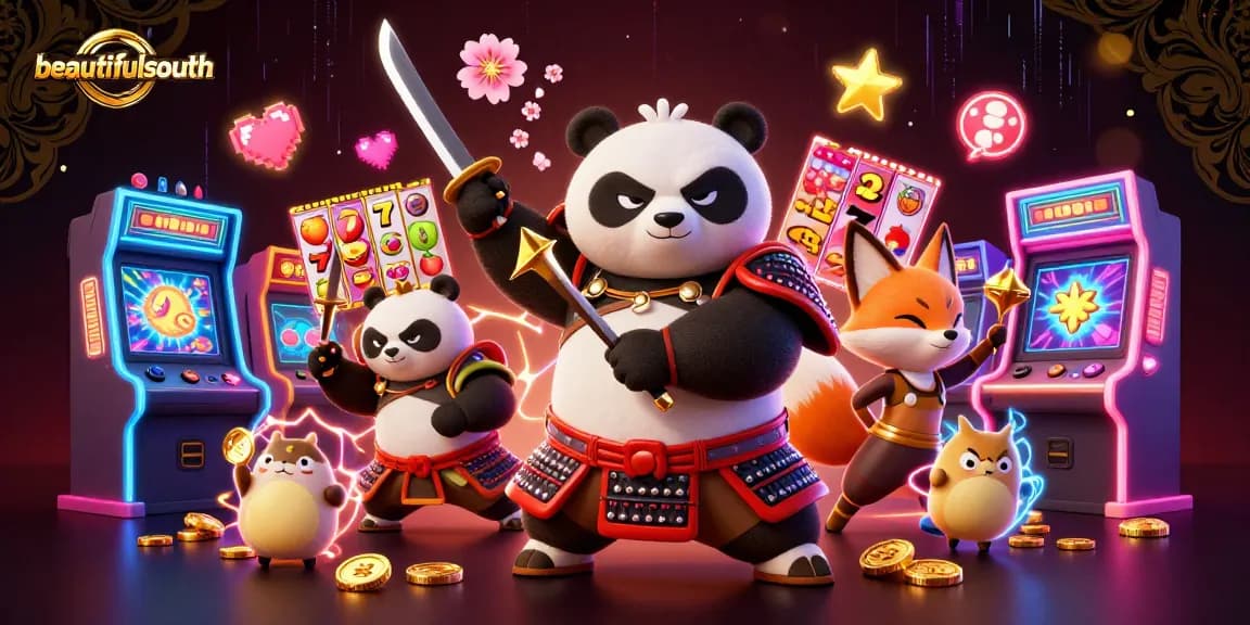 Engage with beautifulsouth's thrilling slot games featuring samurai panda and ninja fox.