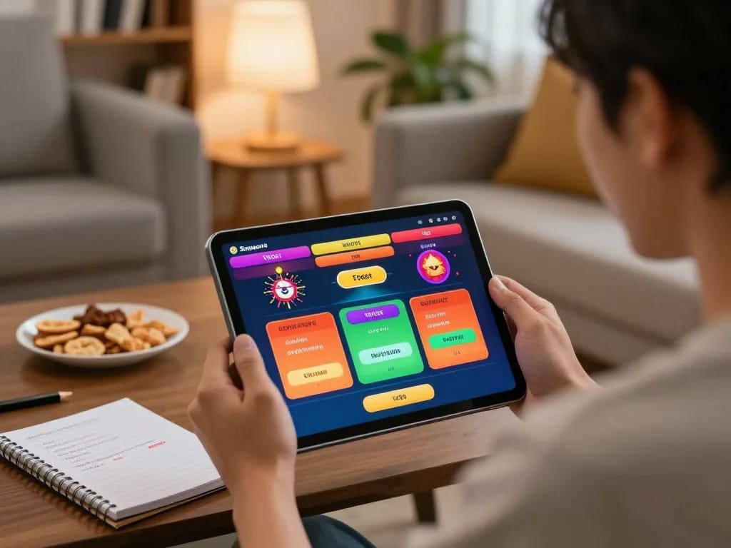 Engaging in togel singapore betting from home while analyzing strategies on a tablet