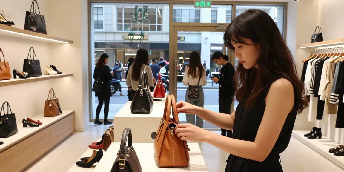 Browsing designer 레플리카 쇼핑몰 handbags in a trendy boutique.