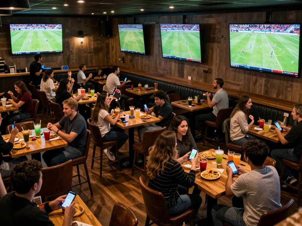 Cakhiatv highlights fans enjoying live football matches at a vibrant sports bar, merging social excitement with betting.