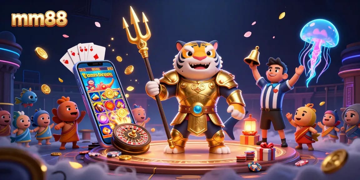 Join the excitement at mm88 with a vibrant underwater casino featuring a majestic trident shark!