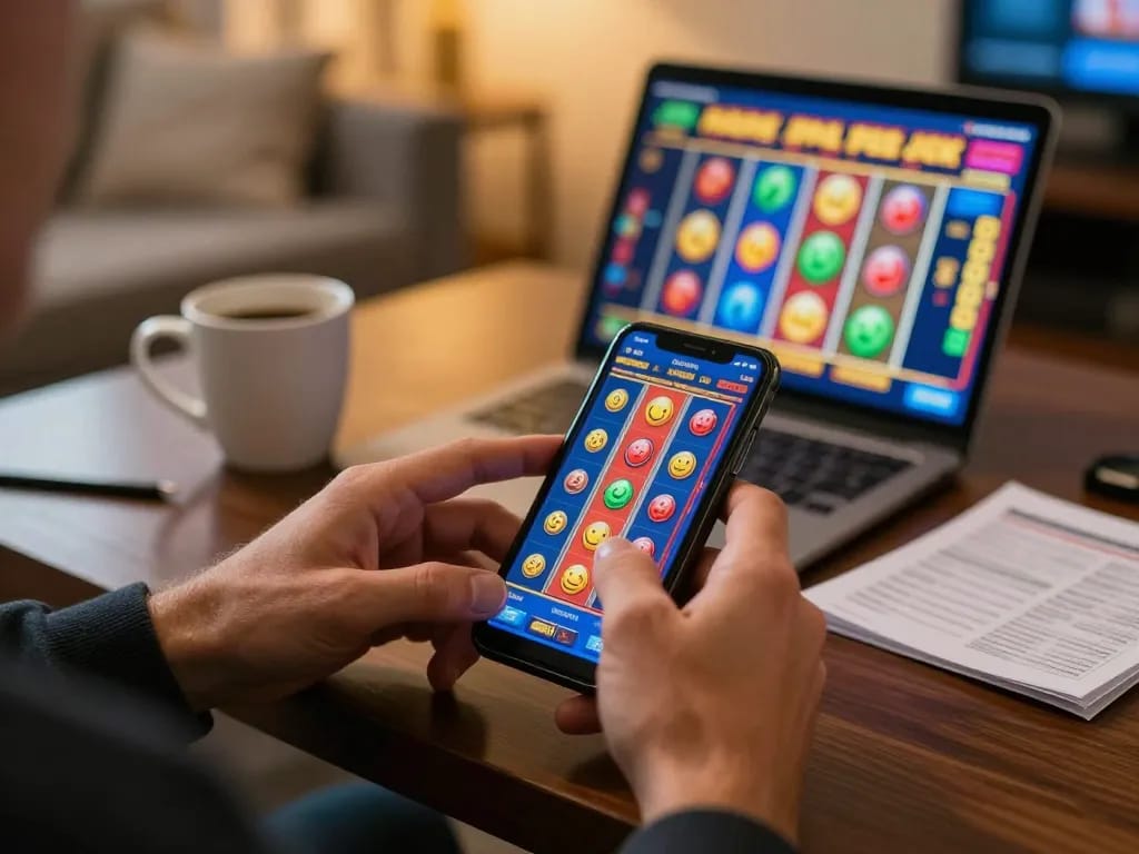 Engaging with Canada online casinos reddit on a mobile device during an exciting game session.