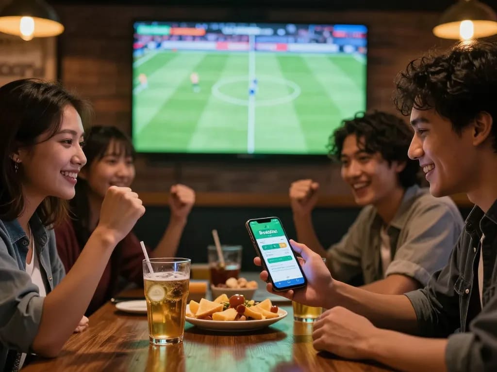 Bongdalu app showcased as users engage in live sports betting during an exciting football match.