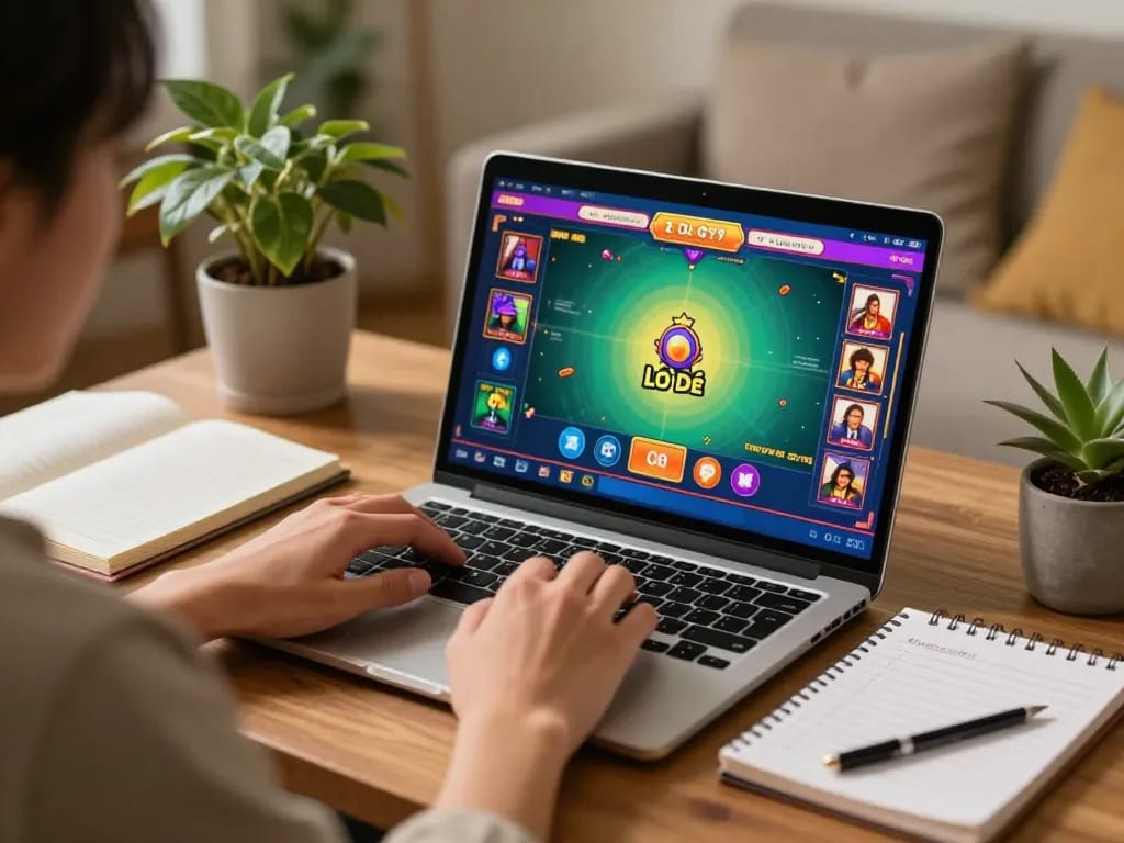 Lô đề online gaming at home with vibrant interface and cozy atmosphere for responsible play.