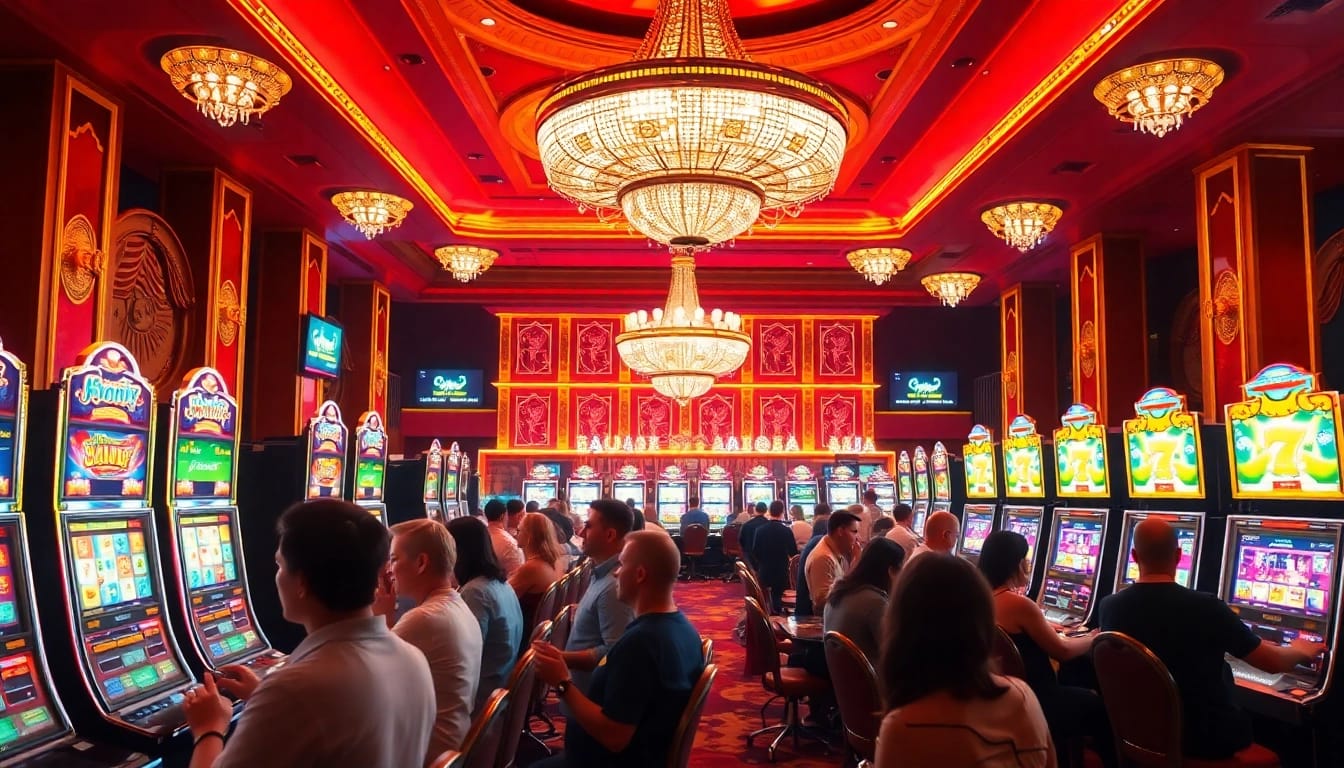 Experience excitement in situs slot gacor terbaik with vibrant slot machines and enthusiastic players.
