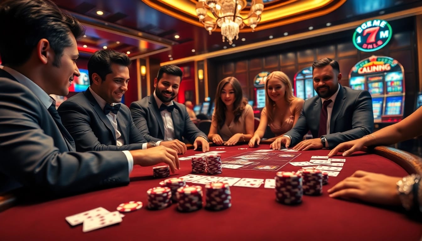Experience thrilling poker action at the website 7m, featuring high-stakes games and professional players in a luxury casino setting.