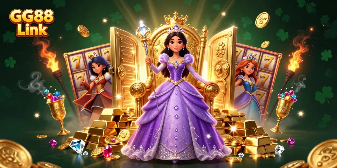 Experience winning moments with GG88 Link in this dynamic 3D casino illustration.