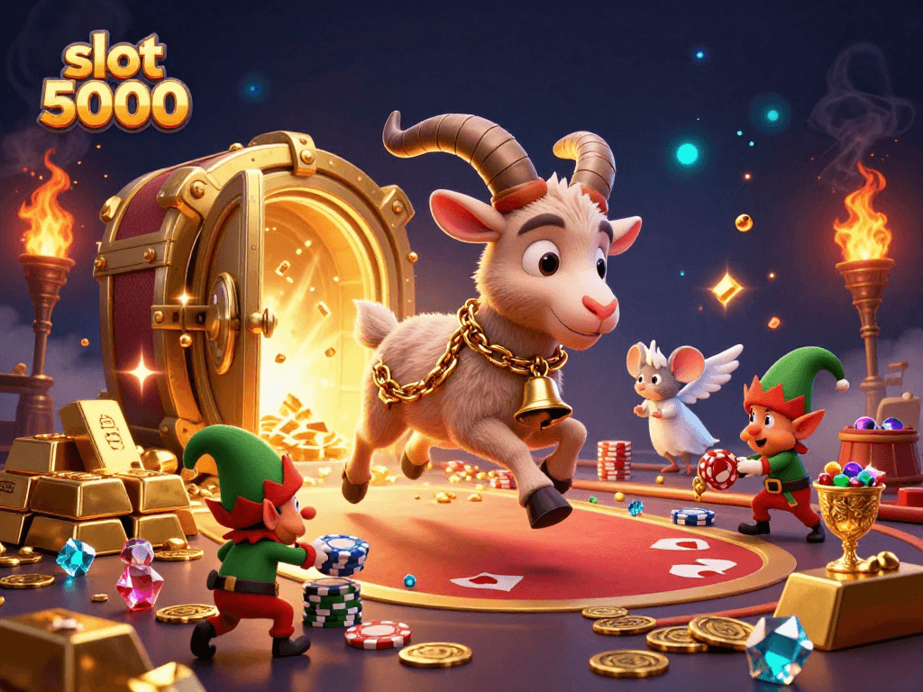 Engage with slot 5000 activities through a thrilling holiday-horror casino scene.