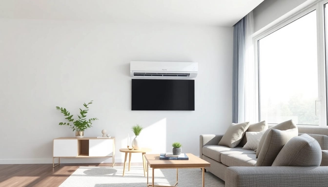 Transform your space with a Daikin mini split AC, showcasing modern design and efficient cooling.