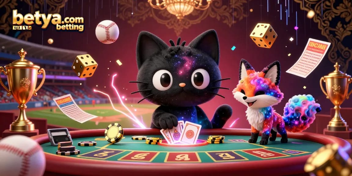 Experience betya.com baseball betting with a cosmic casino scene featuring a black hole cat and vibrant game elements.