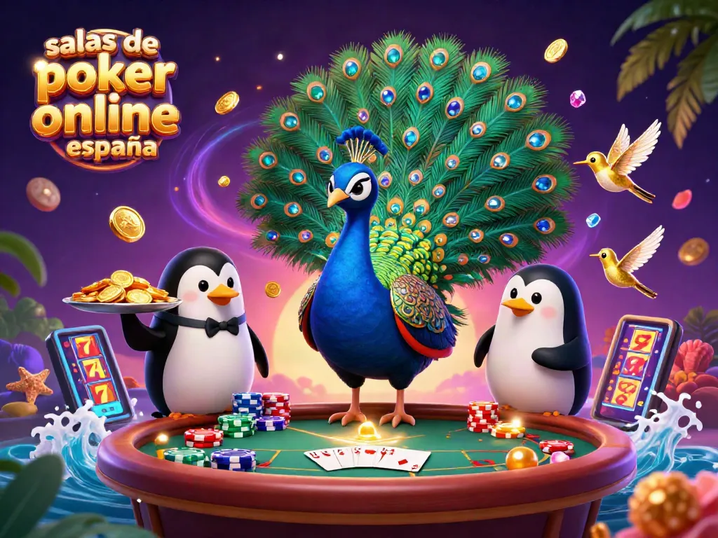 Salas de poker online España con escenas vibrantes de juego y símbolos de triunfo.