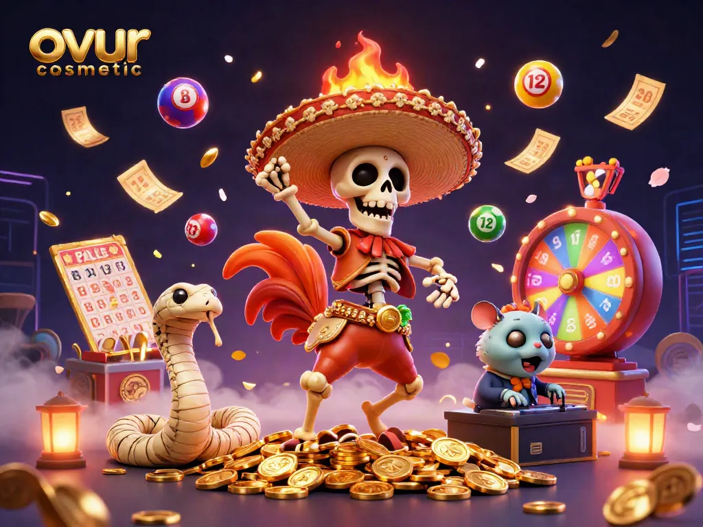 Invigorate your play with ovur cosmetic; a festive, vibrant casino illustration showcasing fun characters and dynamic elements.