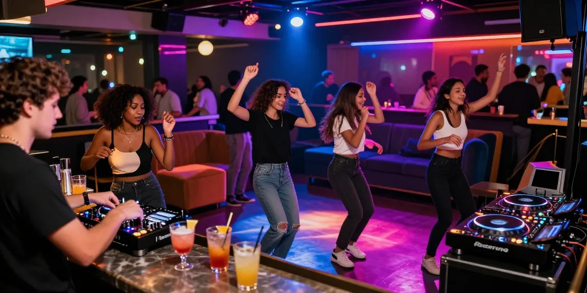 Vibrant nightlife scene showcasing سكس مصري culture with neon lights and energetic dancing.