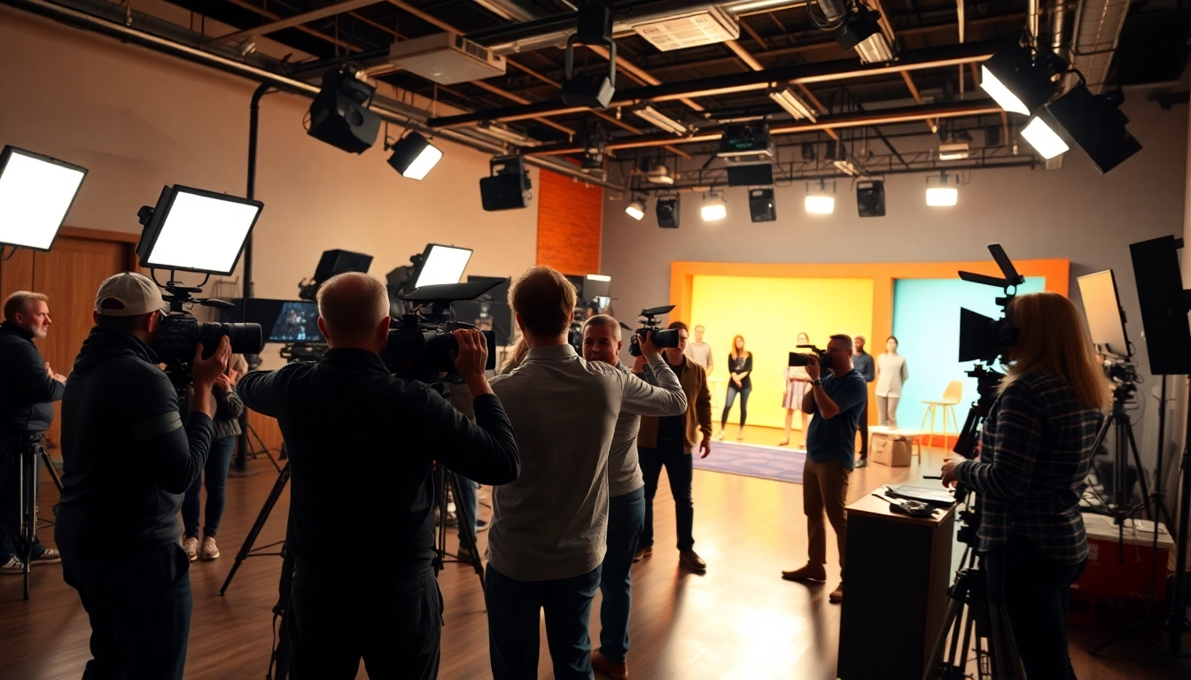 Film crew showcasing the energy of edmonton production companies in a vibrant studio setting.