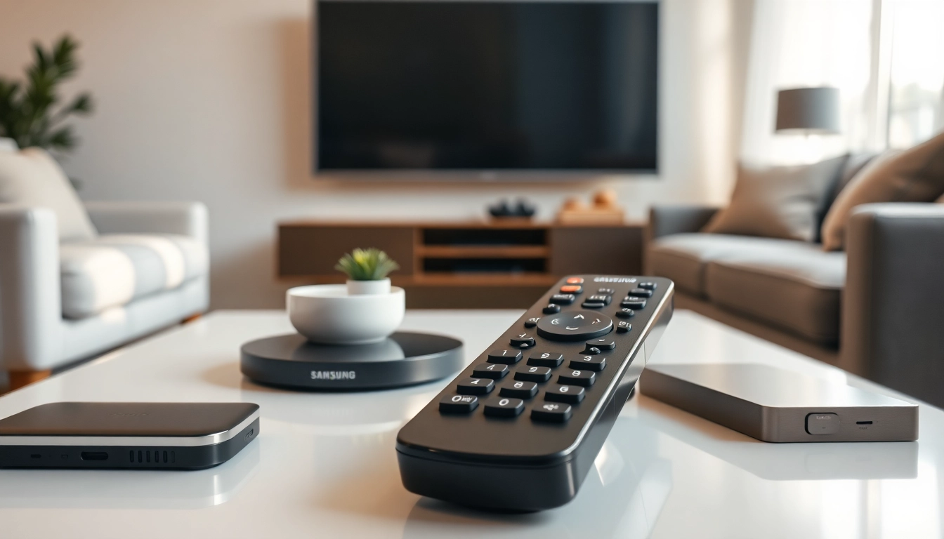 Bedient die Samsung Fernbedienung UE46 mühelos Ihren Fernseher im modernen Wohnzimmer.
