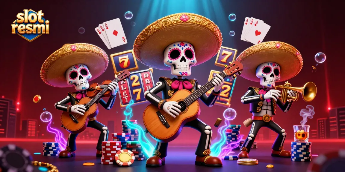 Experience thrilling action at slot resmi with dynamic visuals of a mariachi band in a vibrant casino scene.