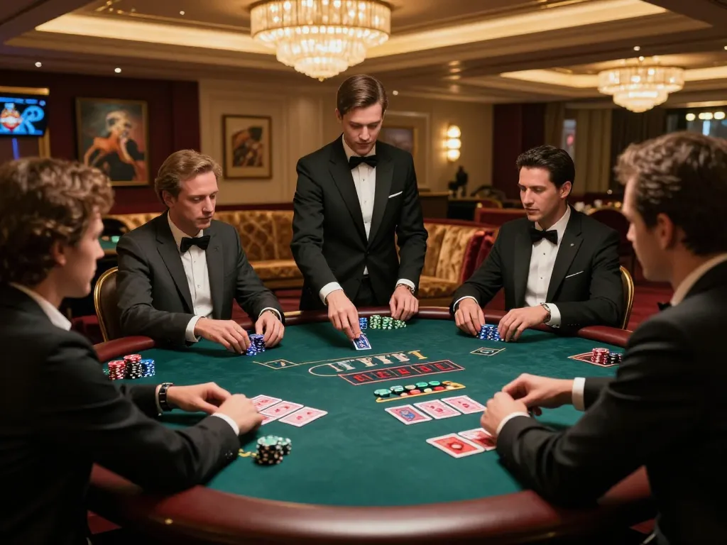 kerajaanslot at an elegant blackjack table with players engaged in action