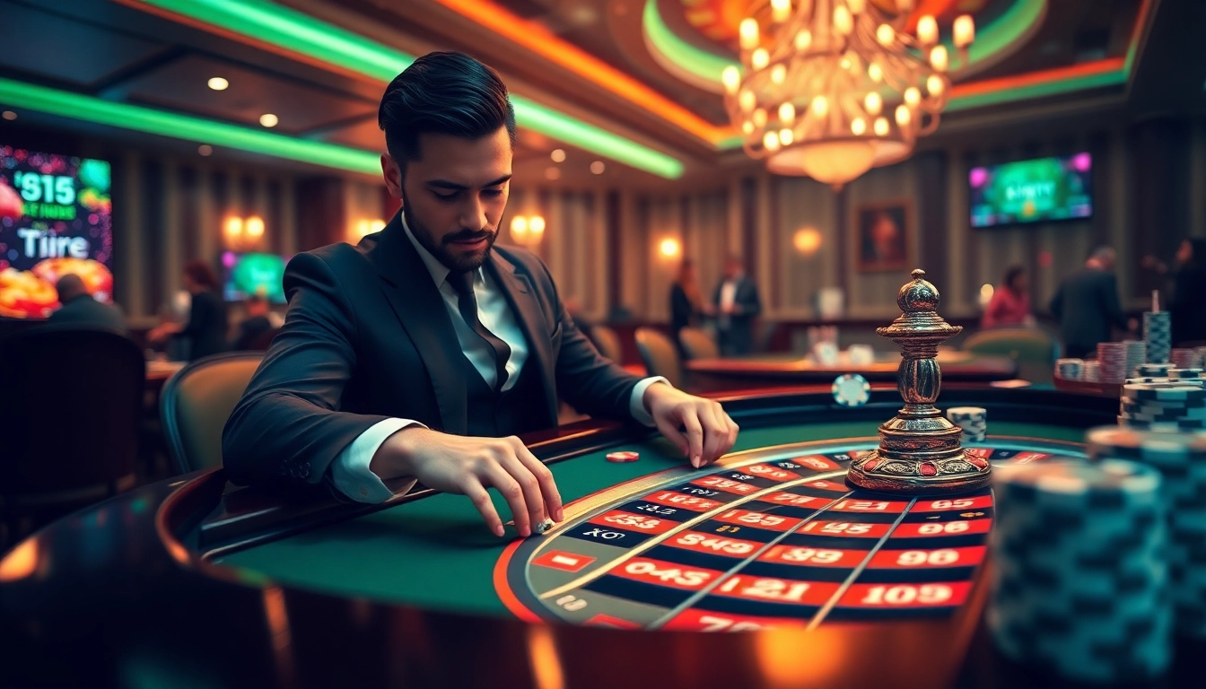 Experience the thrill of kpi4d with vibrant casino action at a roulette table.
