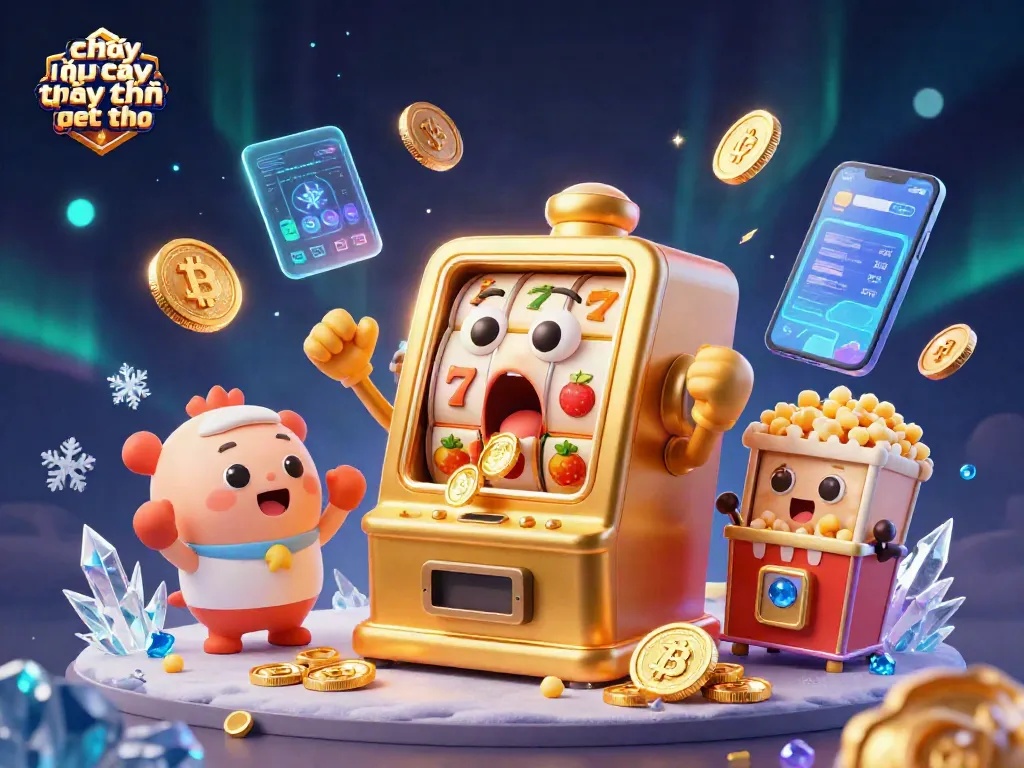 Chơi casino trực tuyến trên điện thoại với máy đánh bạc vàng 3D và nhiều yếu tố hấp dẫn khác.