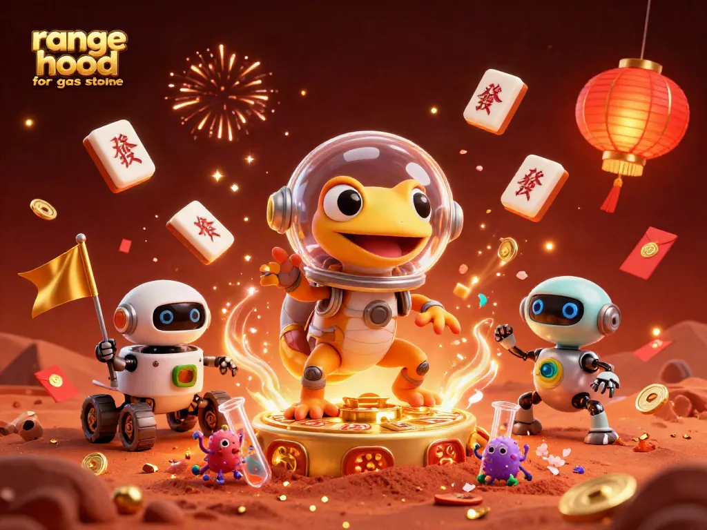 Experience range hood for gas stove wins with cheerful Martian gecko in a vibrant casino world.