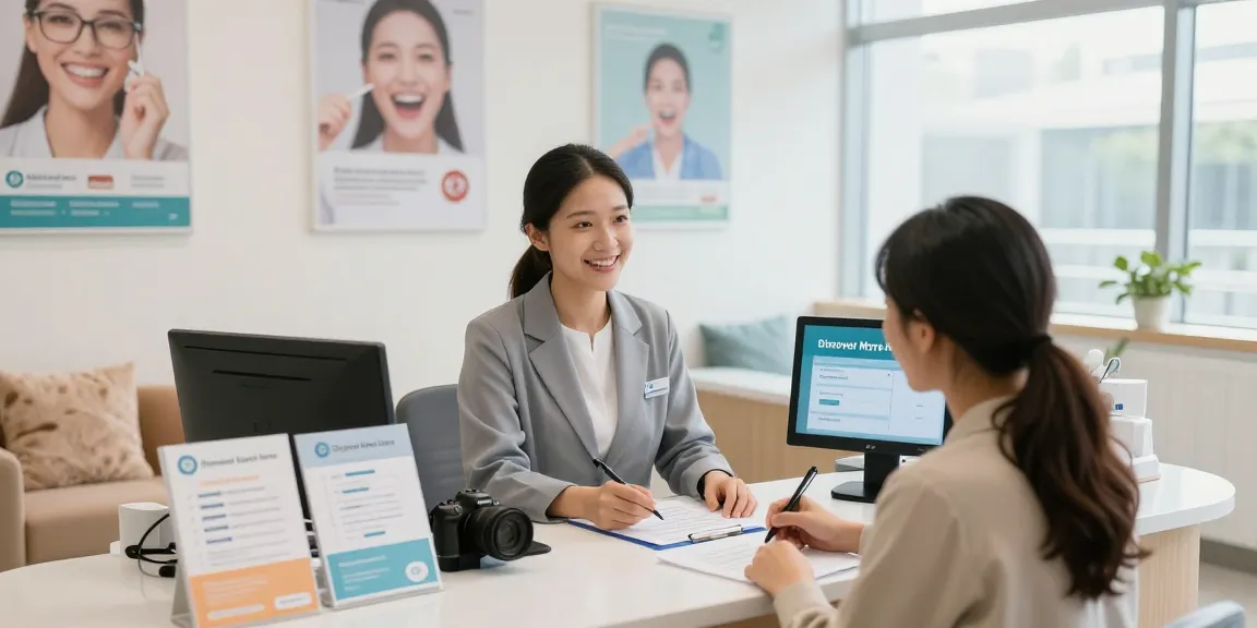 Dental clinic reception welcoming patients, Discover more here for quick appointment booking.