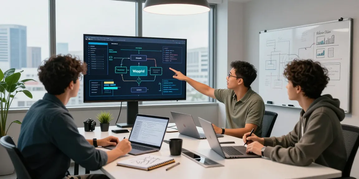 Waygrid team collaborating on API infrastructure in modern workspace with engaging visuals.