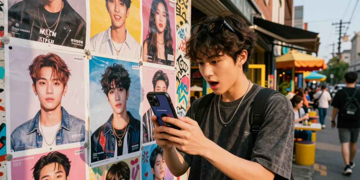 Discovering who looks like a celebrity using an AI app in a vibrant urban setting.