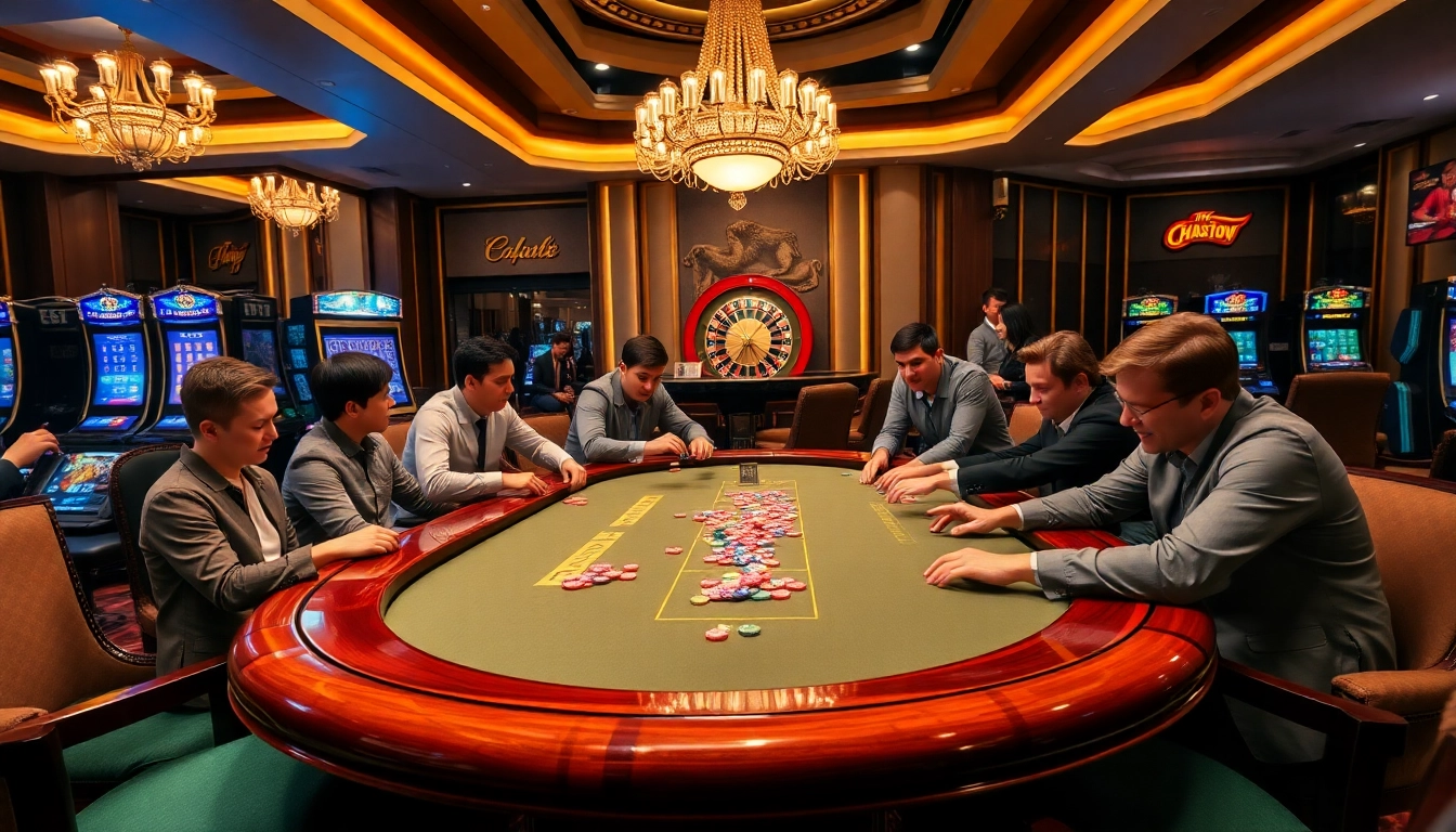 Players strategize and place bets at a luxurious poker table in a casino, inspired by "Nếu như vậy bám vào đây."