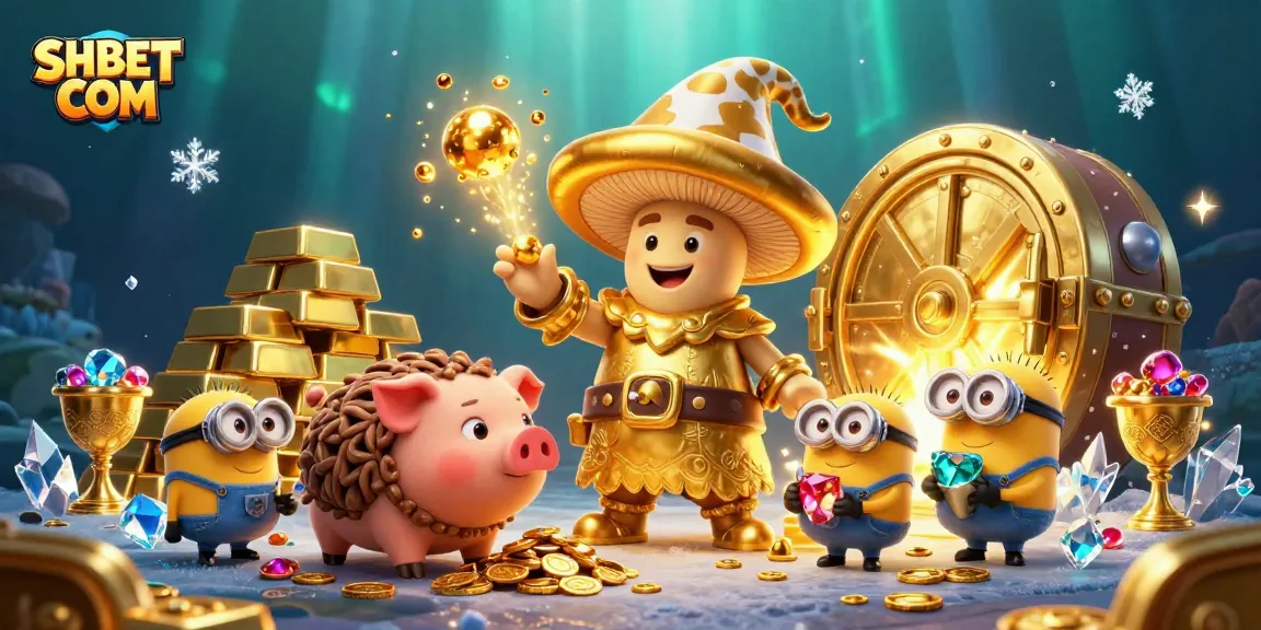 Win big with SHBET COM in this vibrant casino fantasy scene filled with treasures.