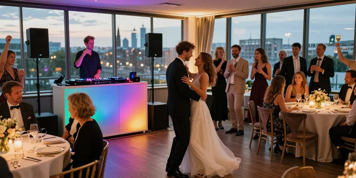 Hochzeit DJ Berlin sorgt für unvergessliche Feier mit tanzenden Gästen und festlicher Atmosphäre.