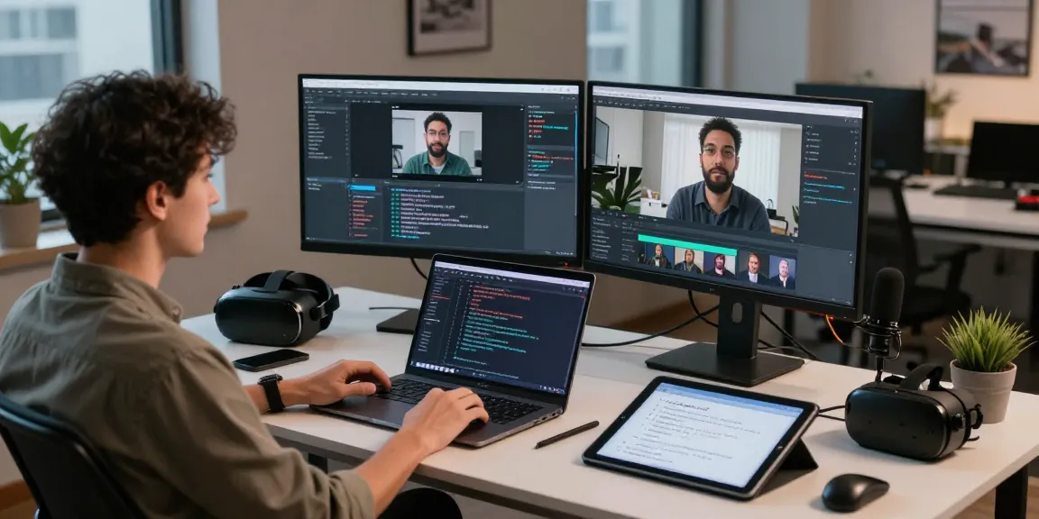 Data scientist using prompt ai generator in a modern video analysis workspace.